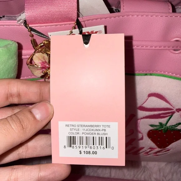 Juicy Couture Retro Sterawberry Pink & Green Tote (Powder Blush) - Picture 8 of 8